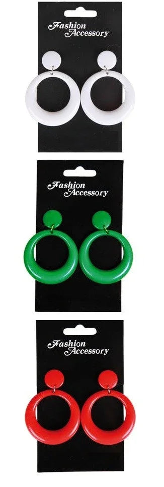 Pendientes de Flamenca en Rojo, Blanco y Verde Complementos Sevillanas, Cordobeses y Toreros EuroCarnavales